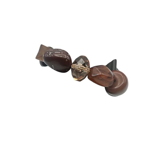 Chunky Shades of Brown Beaded Stretch Bracelet - Picture 4 of 5